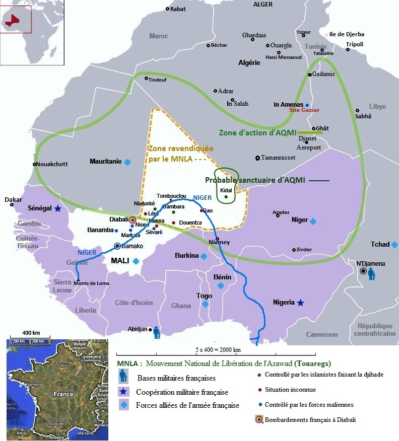 carte de l'Azawad ou Nord Mali